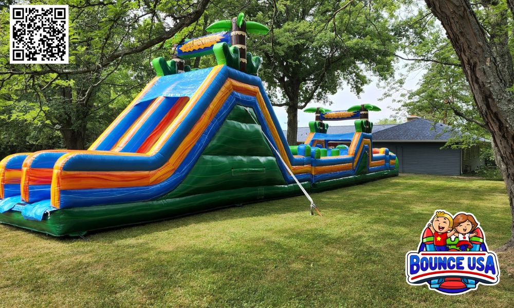 bounce house with water slide